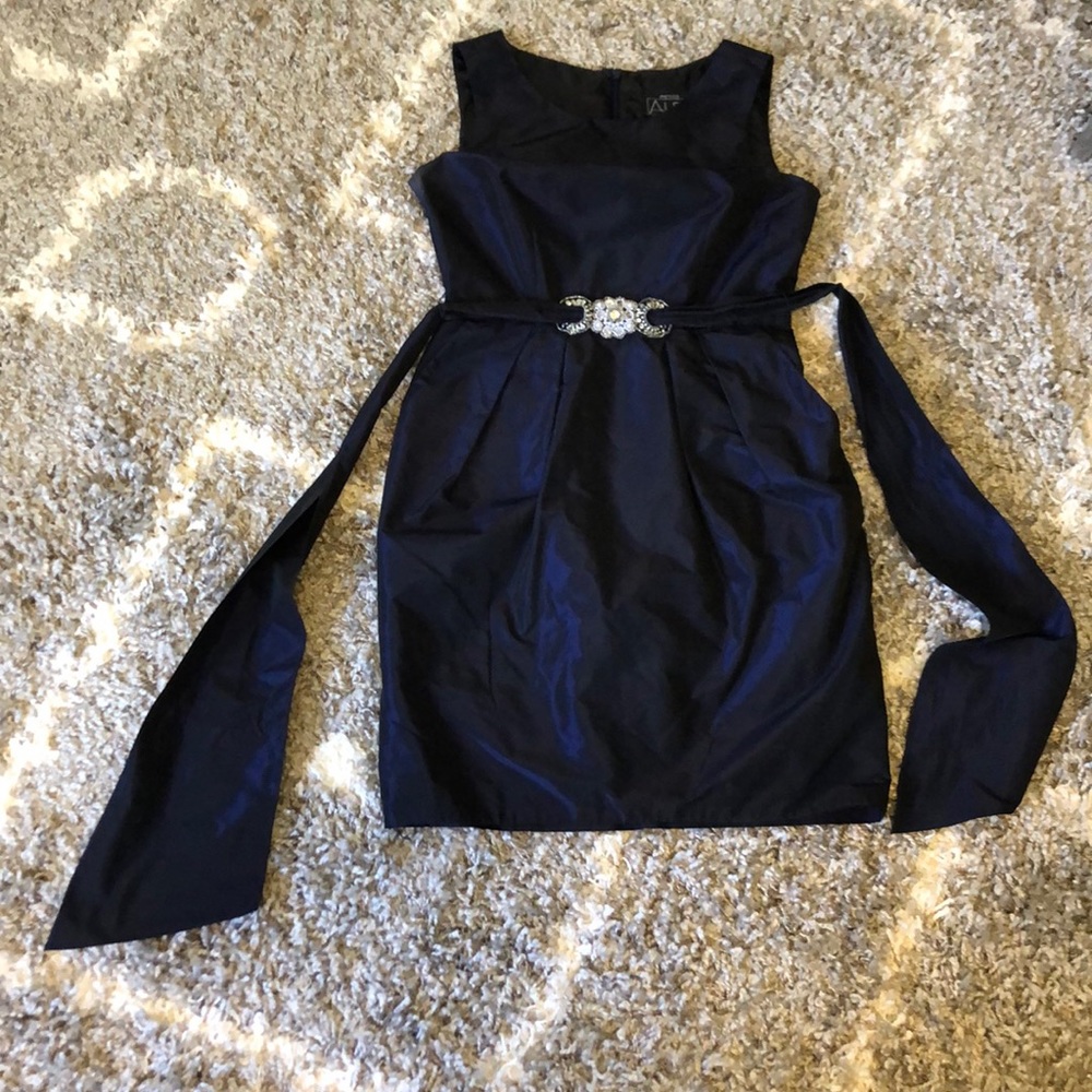 midnight blue cocktail dress with jewel belt loop